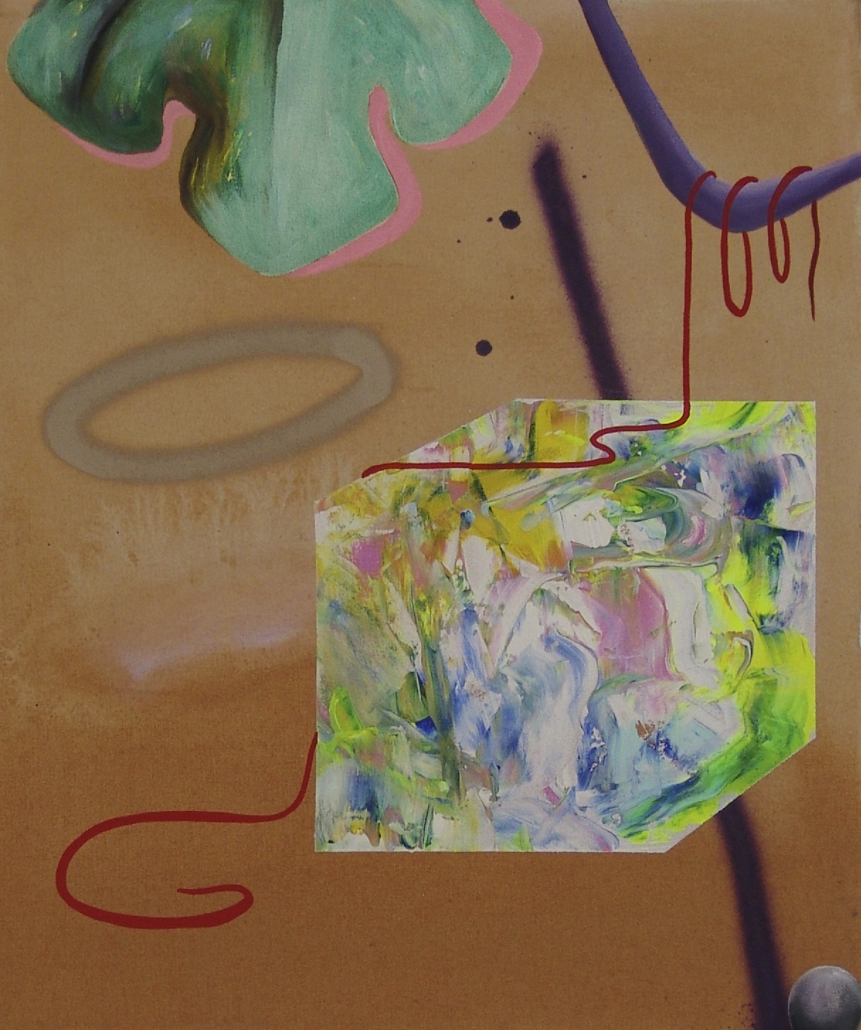 roter Faden unter Palme